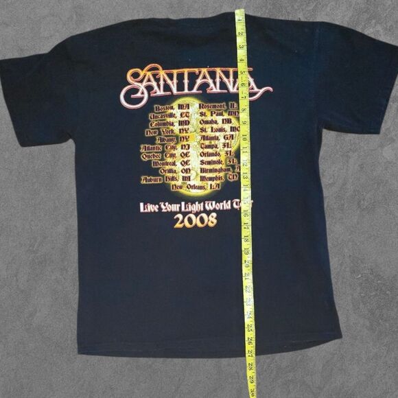 Santana Shirt World Tour Live Your Light Texas Graphic Tee 2008 Y2K M - Picture 6 of 8